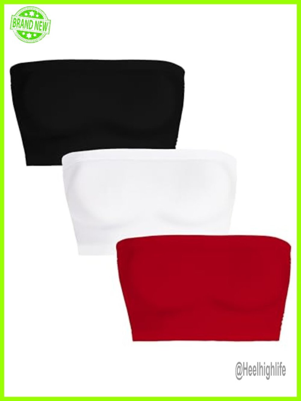 Nylon Spandex Strapless Tube Crop Top Set - Summer Bandeau Sleeveless Basic